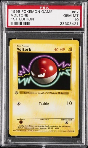 1999 POKEMON BASE SET 1ST EDITION #67 VOLTORB PSA 10