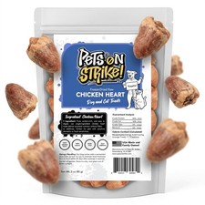 PETS ON STRIKE Freeze Dried Chicken Hearts for Dogs & Cats - USA-Made, 3oz