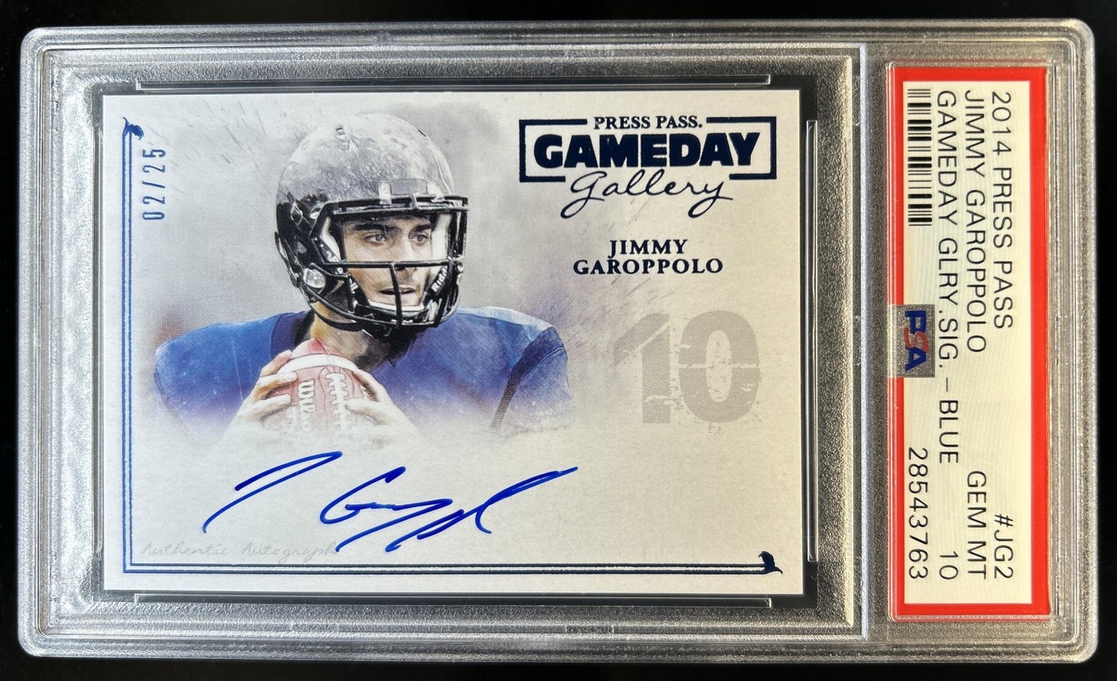 Jimmy Garoppolo Press Pass Gameday Gallery Signatures #JG2 Blue
