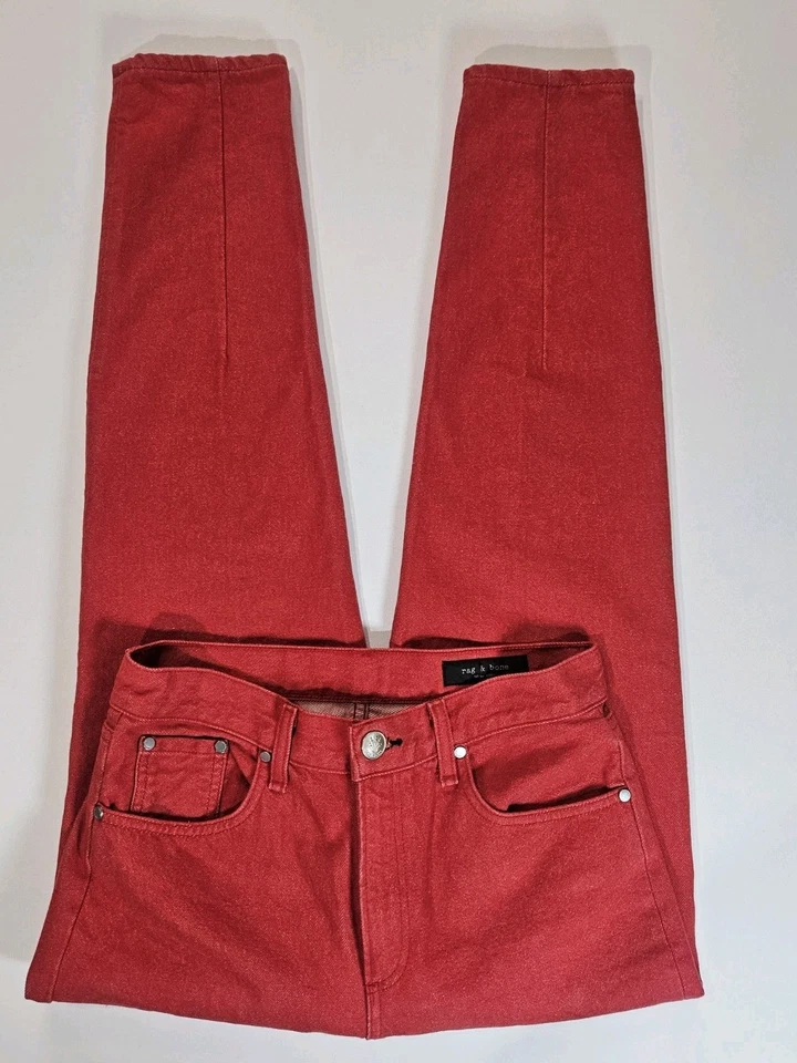Rag & Bone Womens Jeans Size 27 Bull Red Skinny Made In The USA Mid Rise Denim - Image 4 of 4