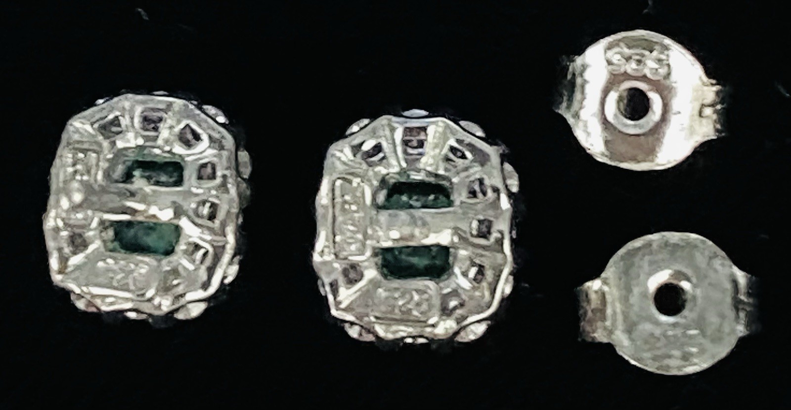 Vintage Sterling Silver Rectangular Green Crystal… - image 6