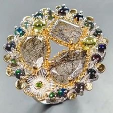 Gemstone Natural Rutilated Quartz Ring 925 Sterling Silver Size 8 /R442461