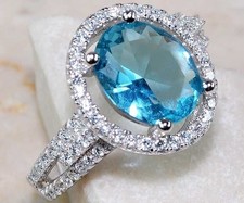 3CT Aquamarine  Topaz 925 Solid Genuine Sterling Silver Ring Jewelry Sz 6 UB1-6