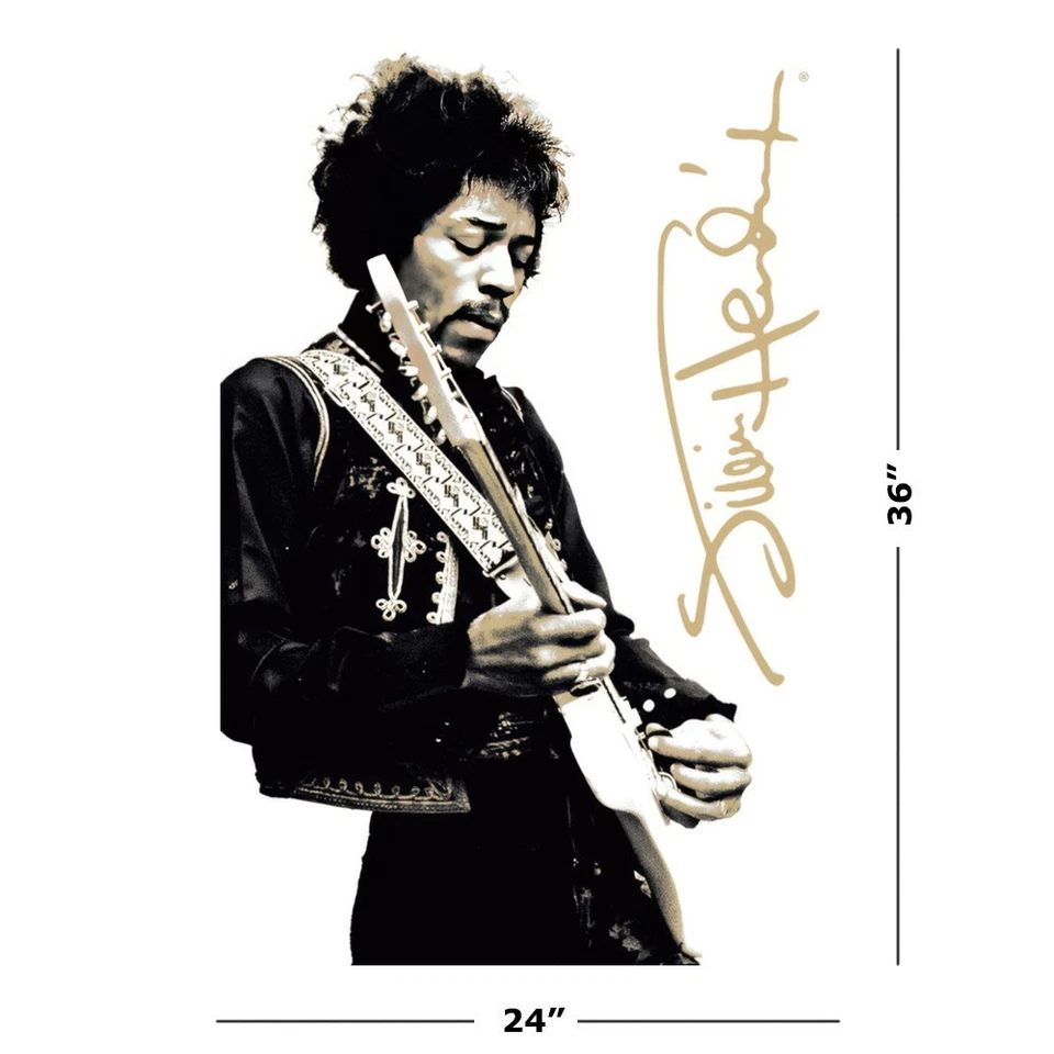 Jimi Hendrix - Pôster de música (tocando guitarra - assinatura) (tamanho: 24" x 36") - Imagem 2 de 4