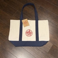 Trader Joe  s Bag Canvas Reusable Heavy Cotton Basic Style Shopping Navy Large