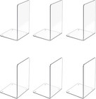 Acrylic Bookends 6 Pcs, Clear Book Ends for Shelves, Transparent Organizer, Hold