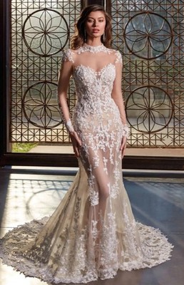Sexy Sheer Illusion Wedding Dress Bridal Gown 2-28W Custom made Buttons  Blush | eBay