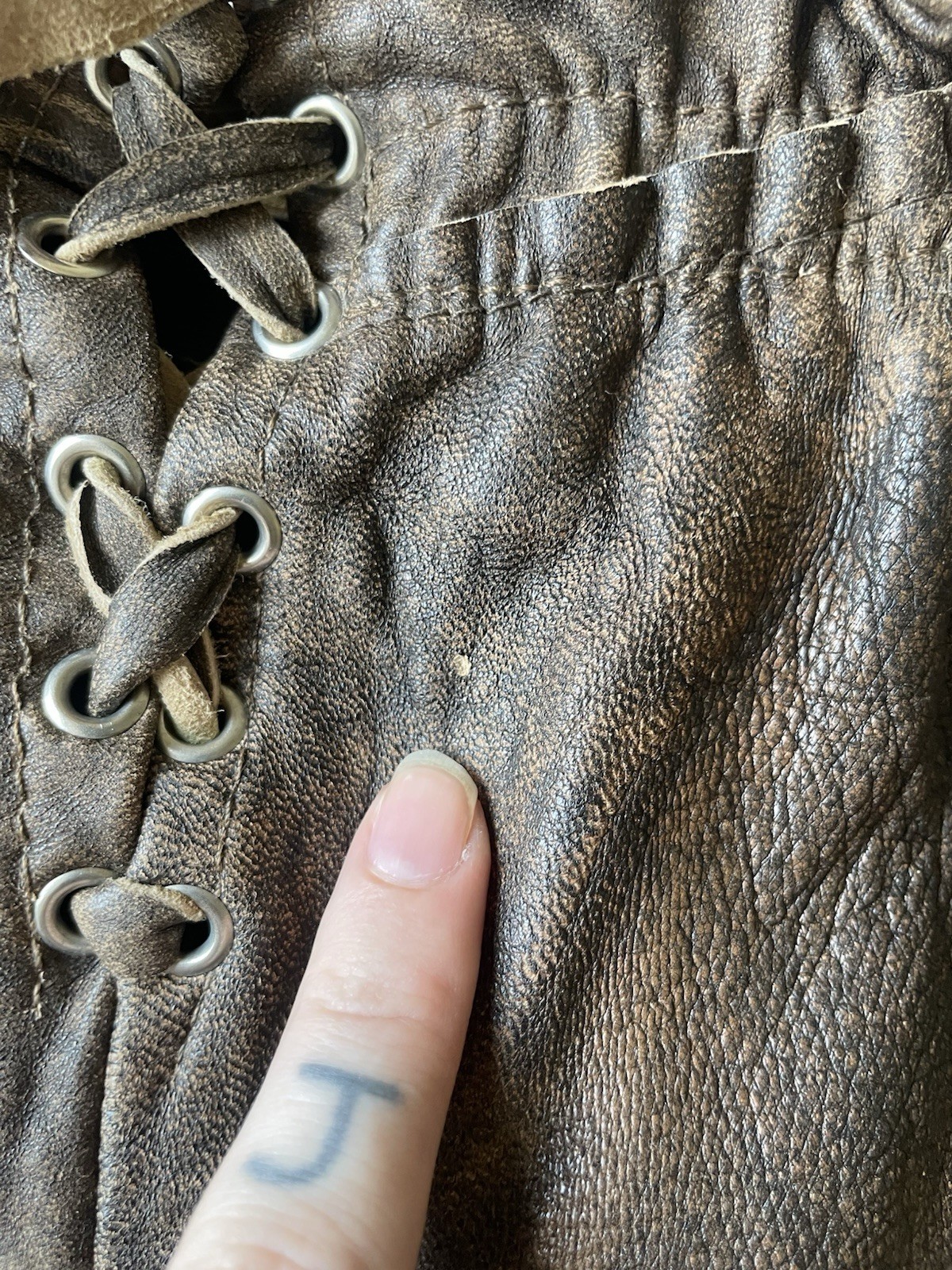 HELL FOR LEATHER Handmade Patchwork Leather Lace … - image 10