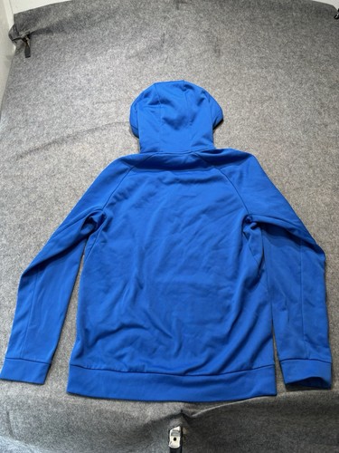 Nike Hoodie Men Medium Blue Therma Fit Fleece Pullover Swoosh Sweatshirt Sweater - Picture 6 of 10