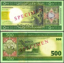 Mauritania 500 Ouguiya, 2004, P-12as, UNC, Specimen