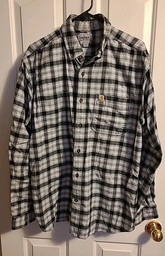 Carhartt Relaxed Fit kariertes Langarm Flanellhemd Herren Gr. L schwarz weiß  - Bild 1 von 9