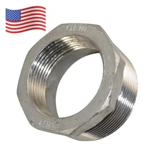 2" male to 1-1/2" NPT female HEX Reducer bushing pipe adapter Stainless Steel