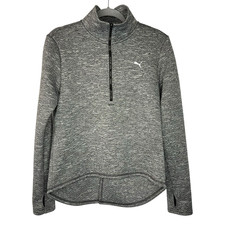 Puma Cell Womens 1/4 Zip Hi Lo Sweatshirt Zig Zag Stitch Slit Back Detail Medium