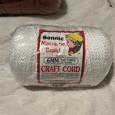 Bonnie Macrame Braid Craft Cord-White 6mm X 100 Yds. Pepperell  UPC 725879670016