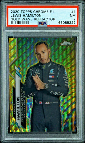 2020 Topps Chrome F1 Formula 1 Lewis Hamilton Gold Wave #1 /50 PSA 7