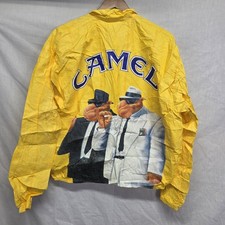 Vtg 1992 Joe Camel USA Cigarettes Mens Yellow Lightweight Spray Jacket XL Tyvek