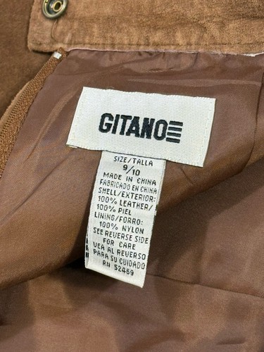 Vintage Gitano Brown 100% Leather Mini Skirt Size 9/10 - Picture 6 of 14