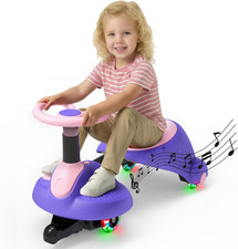 Electric Wiggle Car for Kids,6V Wiggle Car with LED Flashing Wheels  Music Spea