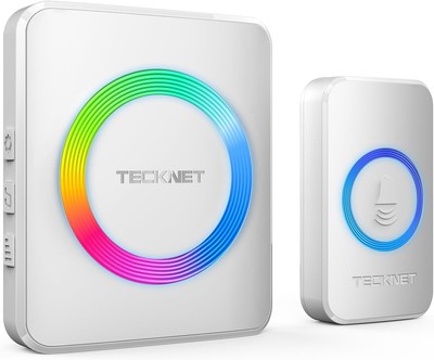 TECKNET Wireless Doorbell, Door Bell 1 button & 1 plug-in receiver, White 