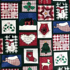 Fabric Traditions VTG 1994 Christmas Themed Cotton Patchwork NEW 2 & 1/4 Yards