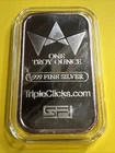 1 Oz Silver SFI TripleClicks.com Diamond Triangle Design Advertising Bar .999