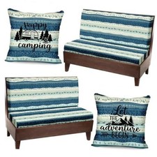 6 Pcs RV Dinette Cushion Covers Set Camper Cushion Covers Blue Blue Stripe