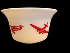 Vintage HAZEL ATLAS Bowl White Milk Glass Red WWII Air Planes Rare 1950’s