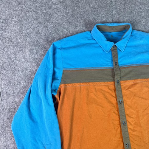 Camicia Territory Ahead uomo 2XL blu arancione colorblock bottoni casual cotone - Foto 4 di 14