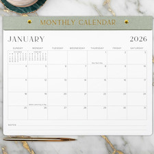 Aesthetic 2026-2027 Desk Calendar - Runs from January 2026 until July 2027 - Min