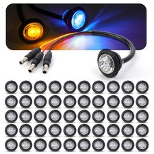 Mini Led Side Markers 50 Pcs Amber to Blue Led Marker Lights 3/4 Inch Round