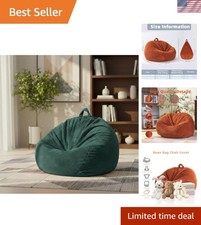 Stuffed Animal Storage Bean Bag Chair Cover, Cover Only No Filler, Corduroy T...