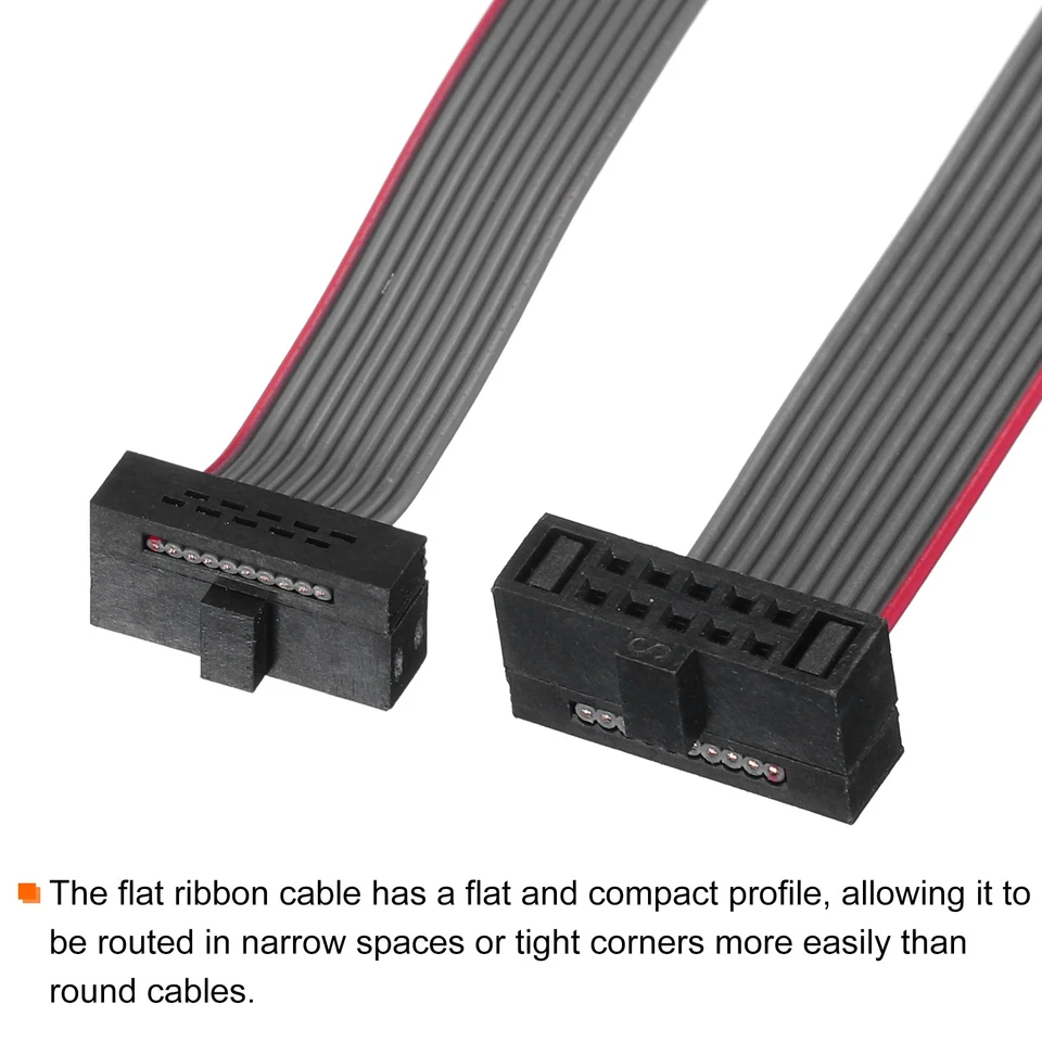 IDC 10Pin Flat Ribbon Cable, 1.27mm Pitch FC to FC Connector 10cm Length, 4Pcs Foto 4 de 4