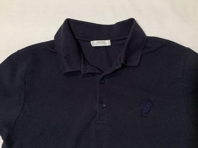 Versace Collection Polo Shirt Mens Small Navy Blue Medusa Logo