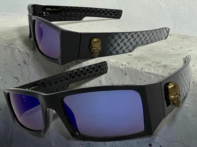 Choppers Hardcore Gangster Biker Sonnenbrille Quadratisch Schwarz Blau Rahmen - Bild 1 von 4
