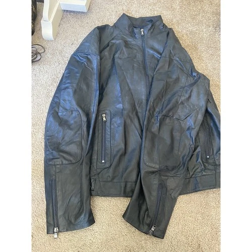 Vera Pelle Made in Italy Sheep Leather Moto Jacket IT 54 / US Large Black image 10