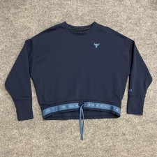 Under Armour Project Rock Loose Fleece Crewneck Sweatshirt Womens Large 1369929