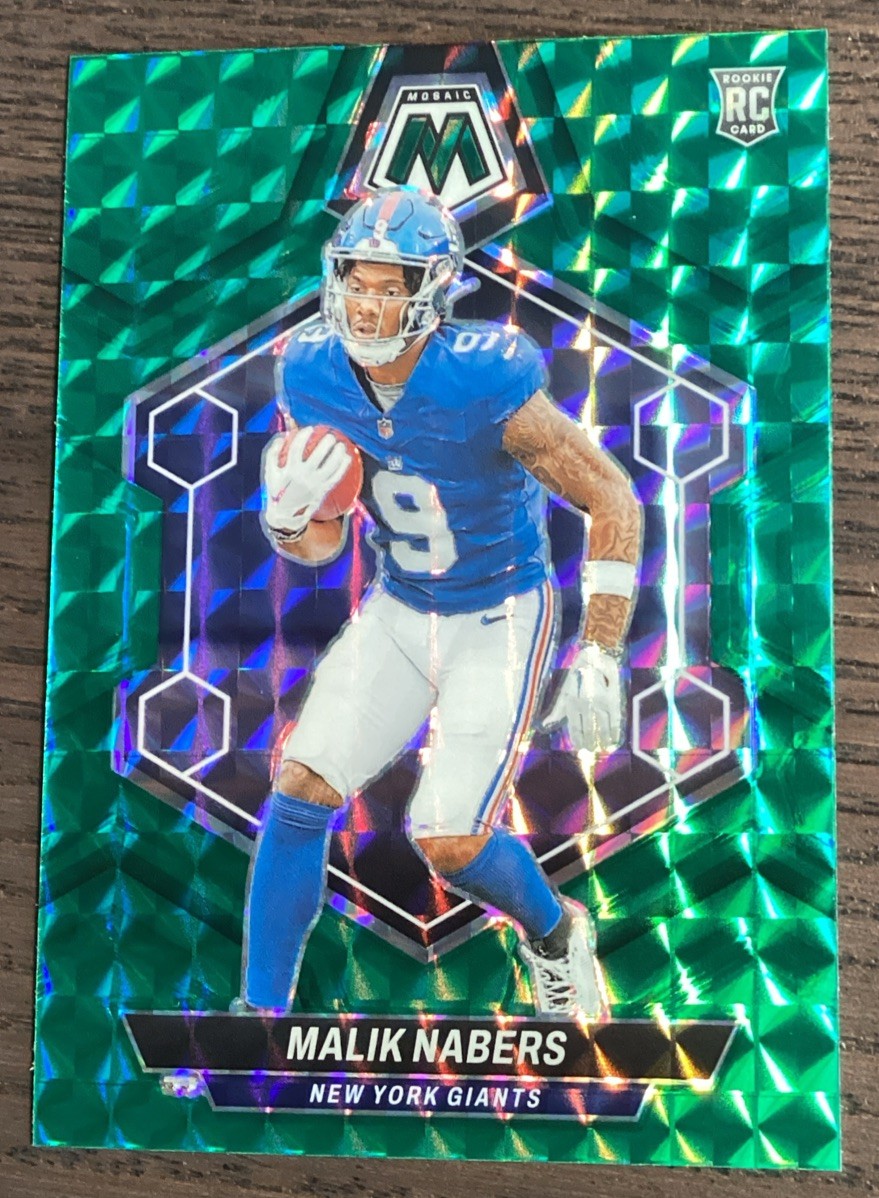 2024 Panini Mosaic - Rookies Malik Nabers #306 Green Mosaic Prizm (RC)