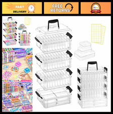 Stackable Bead Storage Organizer - 88 Clear Plastic Containers, 4-Layer Craft Bo