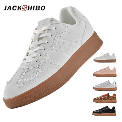 JACKSHIBO Women's Ribbon Lace-Up Fashion Sneakers Gum Sole Tennis Walking Shoes