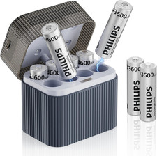Philips AA Lithium Rechargeable Batteries 1.5V 3600mWh 8 Pack with Smart Charger