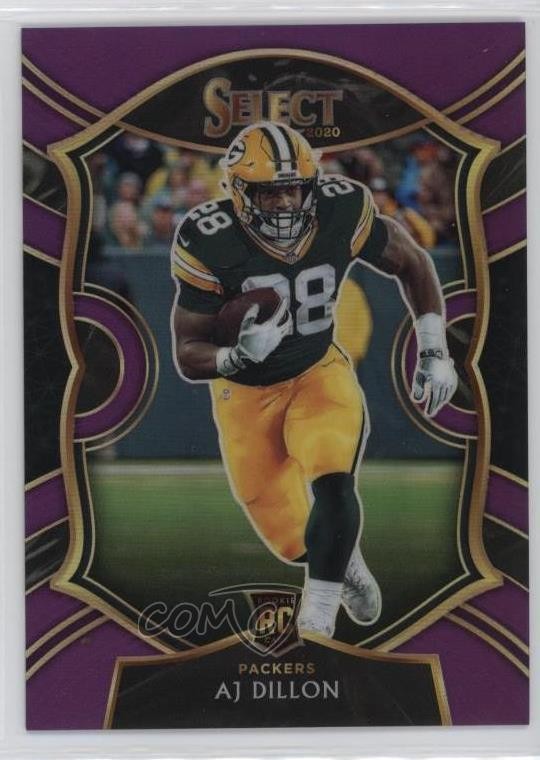 2020 Panini Select Concourse Purple Prizm /75 AJ Dillon #65 Rookie RC