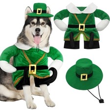 Hollowfly St. Patrick's Day Dog Costume Walking Leprechaun Dog Outfit with Arms