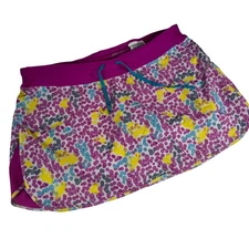 Nike Dri Fit Running Skirt Shorts Athletic Print Purple Yellow Blue M
