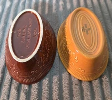 Vintage Homer Laughlin & T.S.T. OVEN SERVE 6" Oval Casserole Bowls Brown Yellow