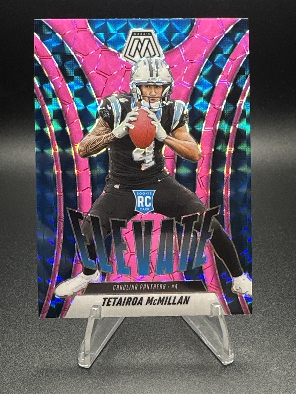 2025 Panini - Mosaic Football Tetairoa McMillan Elevate Pink Florescent #6 (RC)