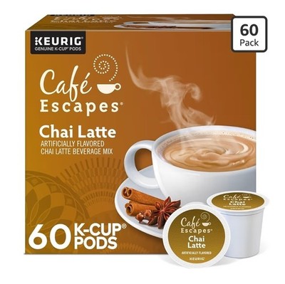 Cafe Escapes Chai Latte Keurig Single-Serve K-Cup Pods, 60 Count