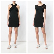 Diane Von Furstenberg Black Convertible Mini Dress Small Sash Wrap Cocktail LBD