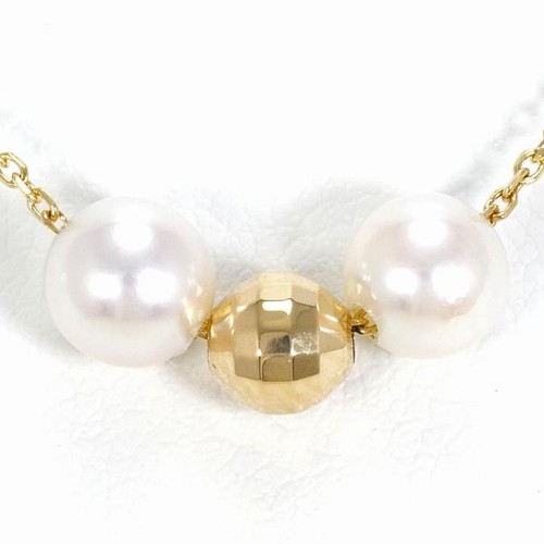 Jewelry 18K Yellow gold Necklace Pearl 1.9g 39cm Free shipping Used - Picture 1 of 5