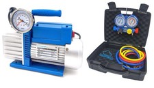POMPA VUOTO CONDIZIONATORE BISTADIO 70 LT + MANOMETRO 4 VIE R32 R410A + 3 FRUSTE