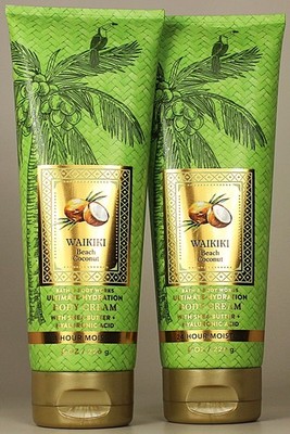 QTY 2 - Bath & Body Works WAIKIKI BEACH COCONUT Body Cream Lotion 8oz